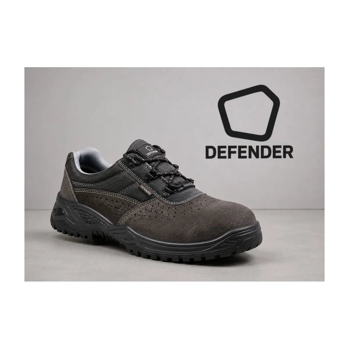 Полуботинки защитные замшевые Defender, S1P SRC, серый/черный